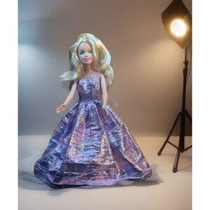 Mattel 2006 Barbie Doll In Long Shimmer Purple Gown Dress Blonde Hair Knees bend